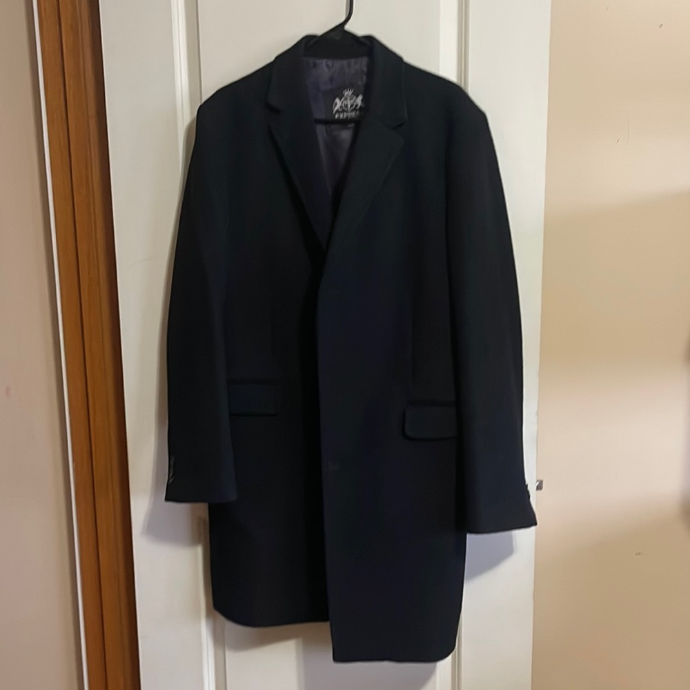 Express Mens Black Wool Coat, Large, Like New, no tags